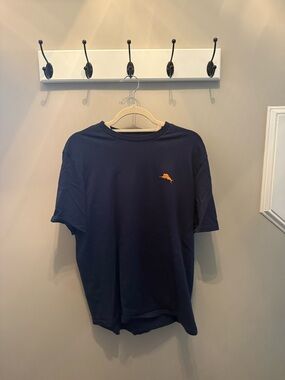Tommy Bahama Navy Short-Sleeve Tee with Orange Dolphin Emblem